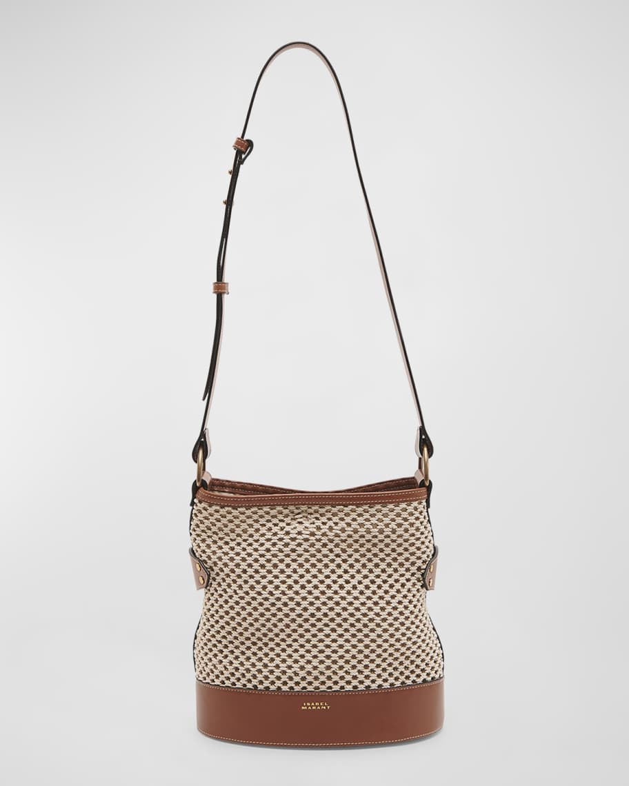 Isabel Marant Bayia Raffia & Leather Bucket Bag | Neiman Marcus