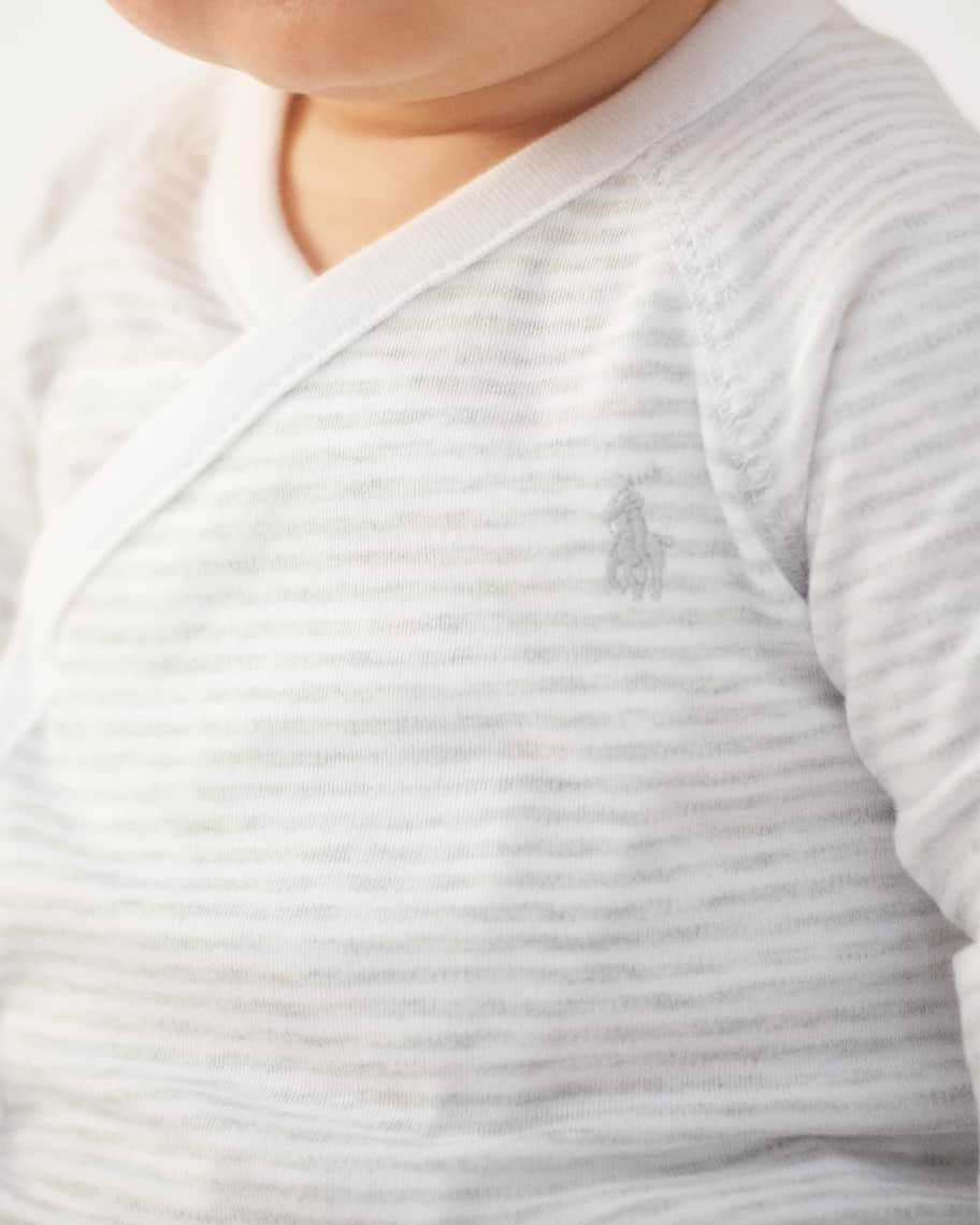 Image 3 of 5: Boy's Striped Organic Cotton Top W/ Footed Pants, Size Newborn-9M