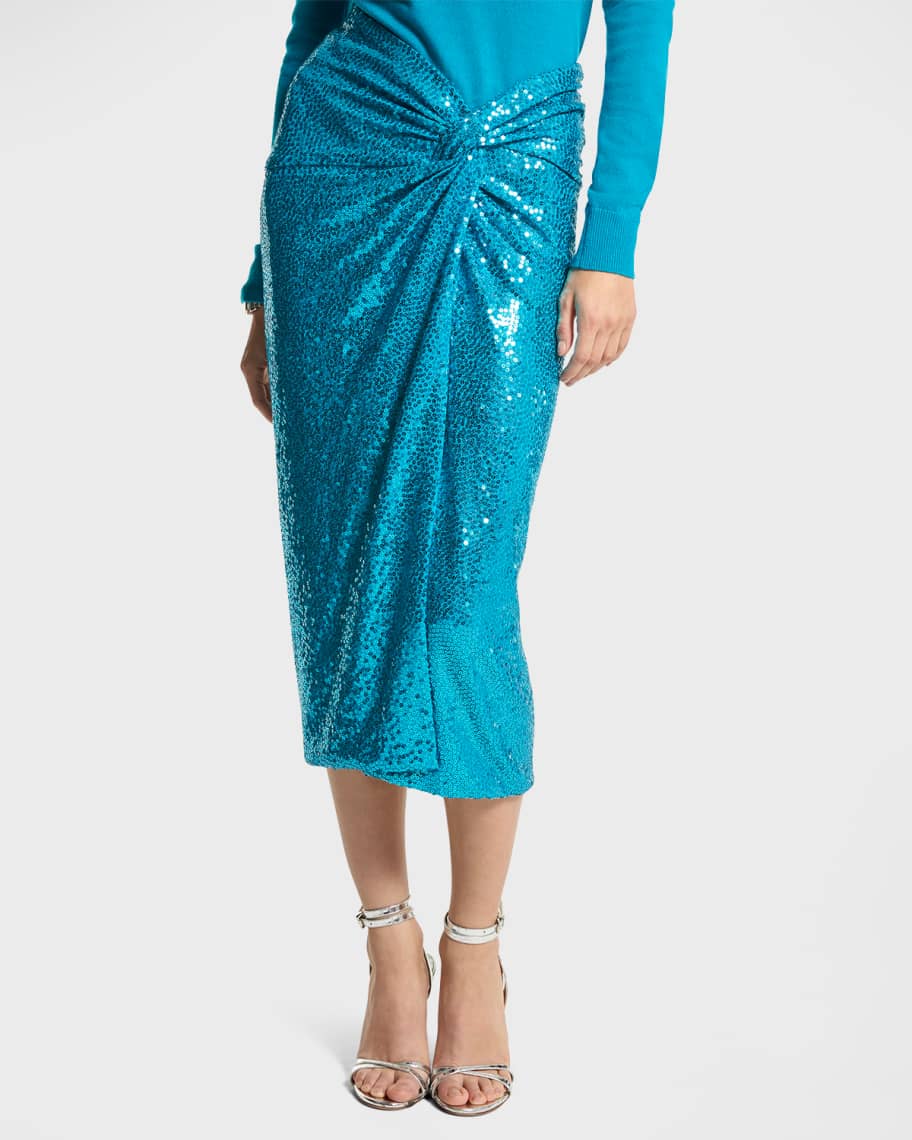 Michael Kors Collection Sequin Twisted Midi Pareo Skirt Neiman