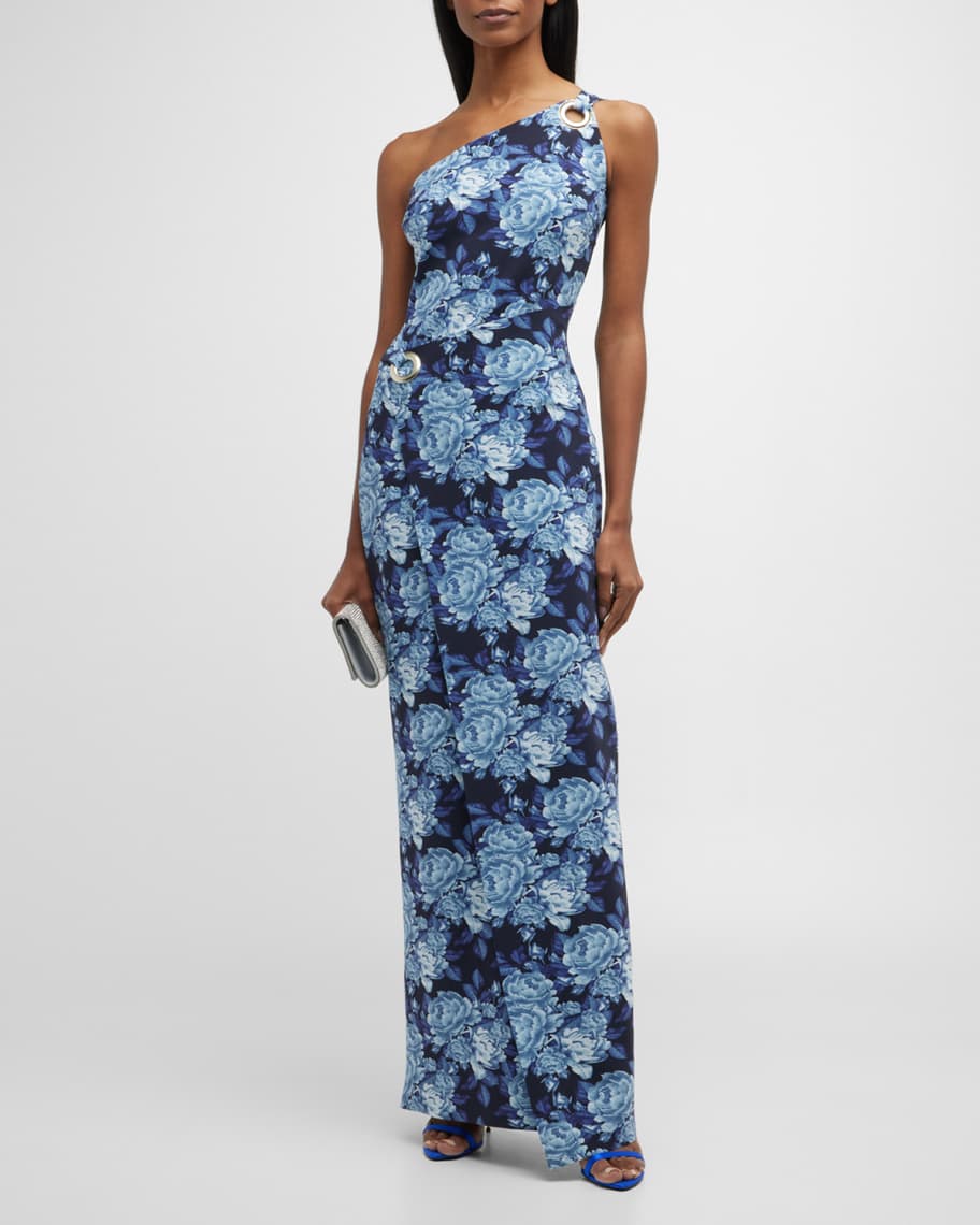Chiara Boni La Petite Robe Jerusalema One-Shoulder Floral-Print Gown