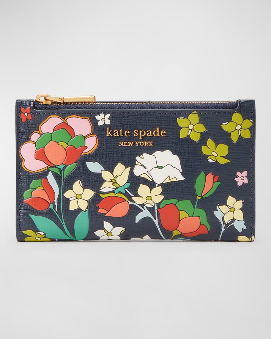 Morgan Flower Bed Embossed Zip Card Case