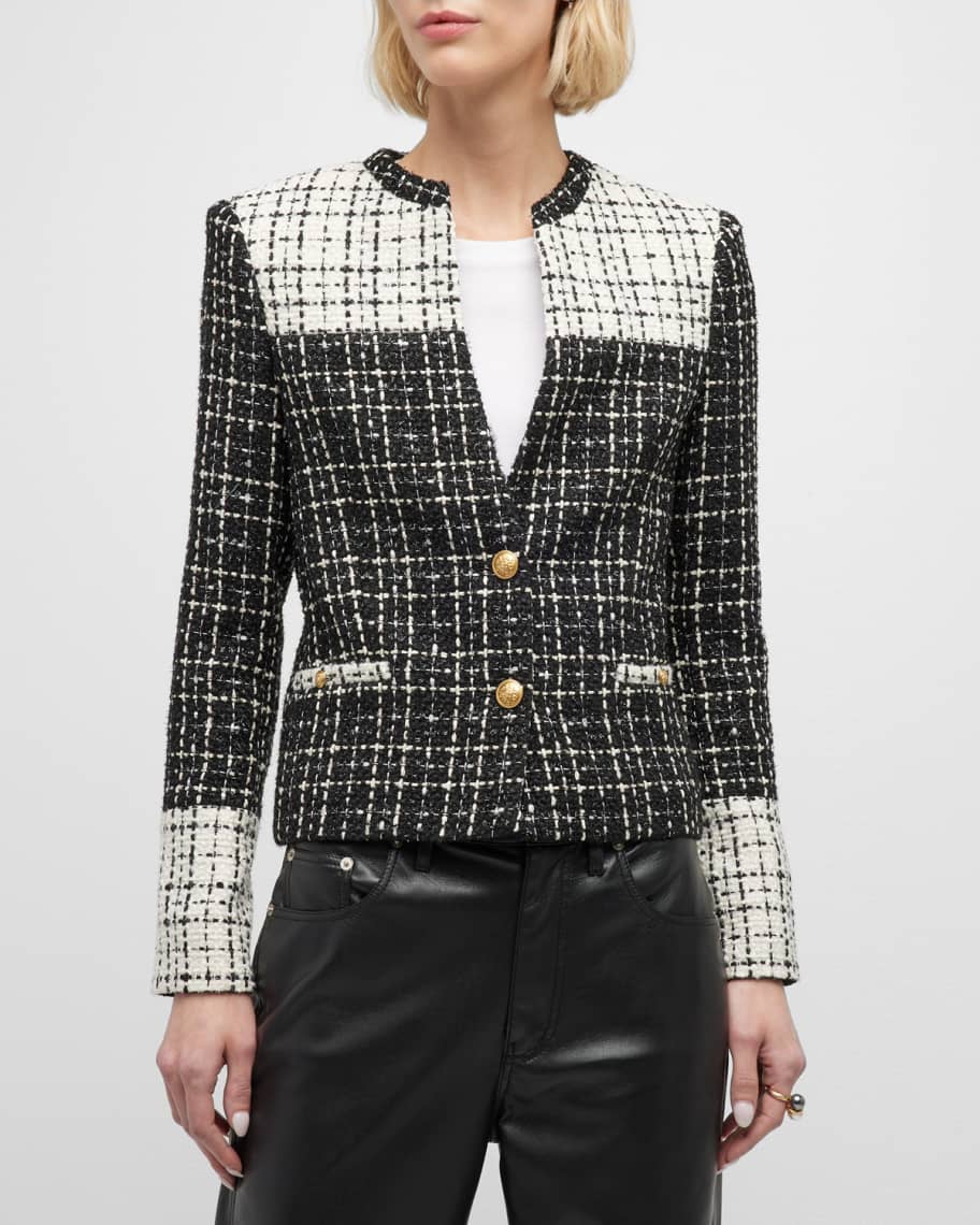 Alice + Olivia Jaydn Combination Tweed Jacket | Neiman Marcus