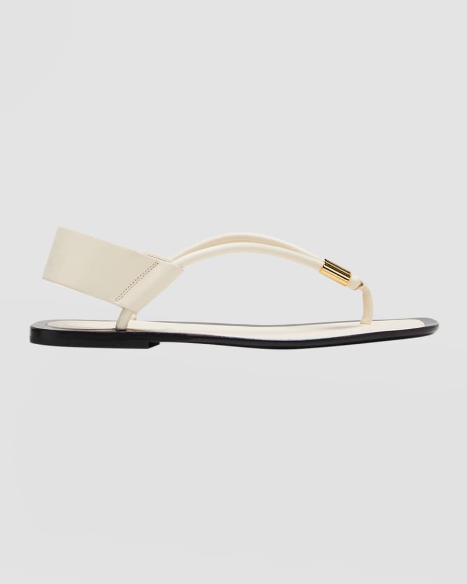 Khaite Devoe Leather Thong Sandals | Neiman Marcus