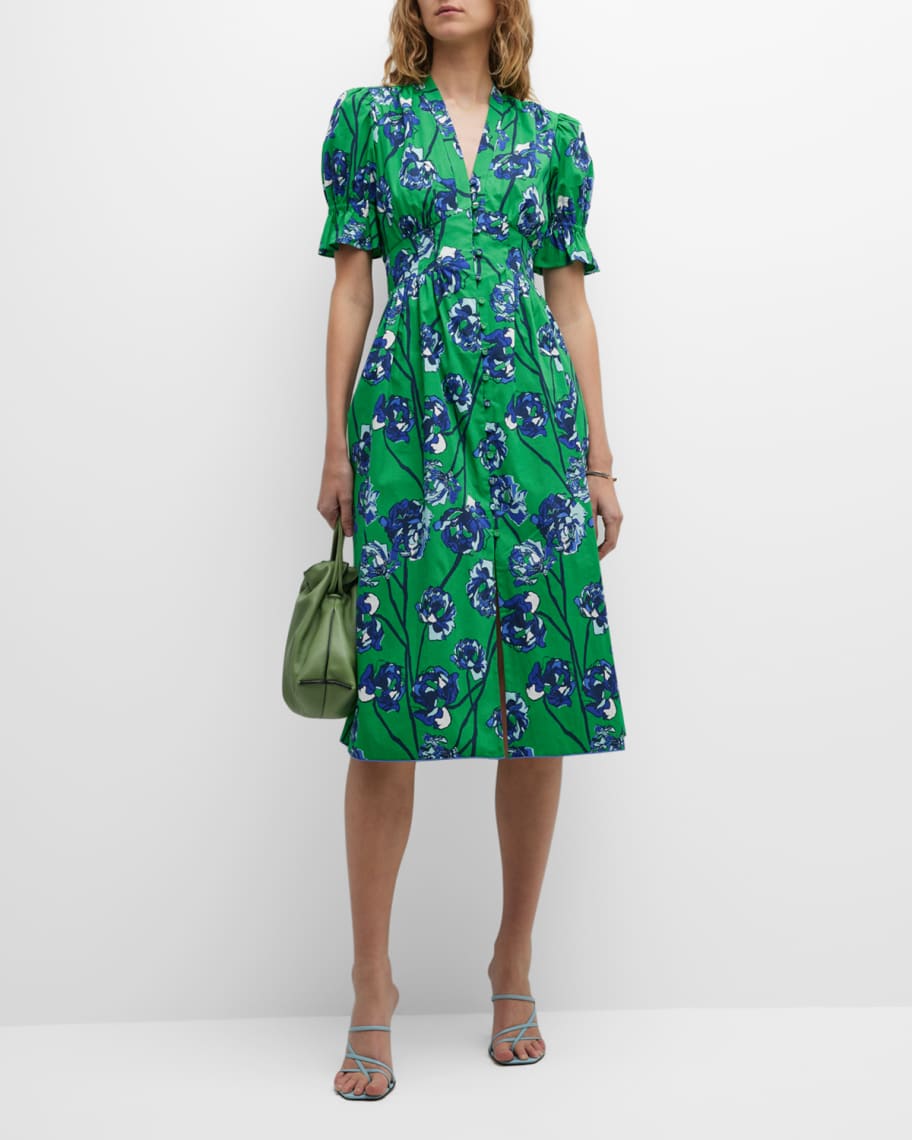 Diane von Furstenberg Erica Floral-Print Poplin Midi Dress