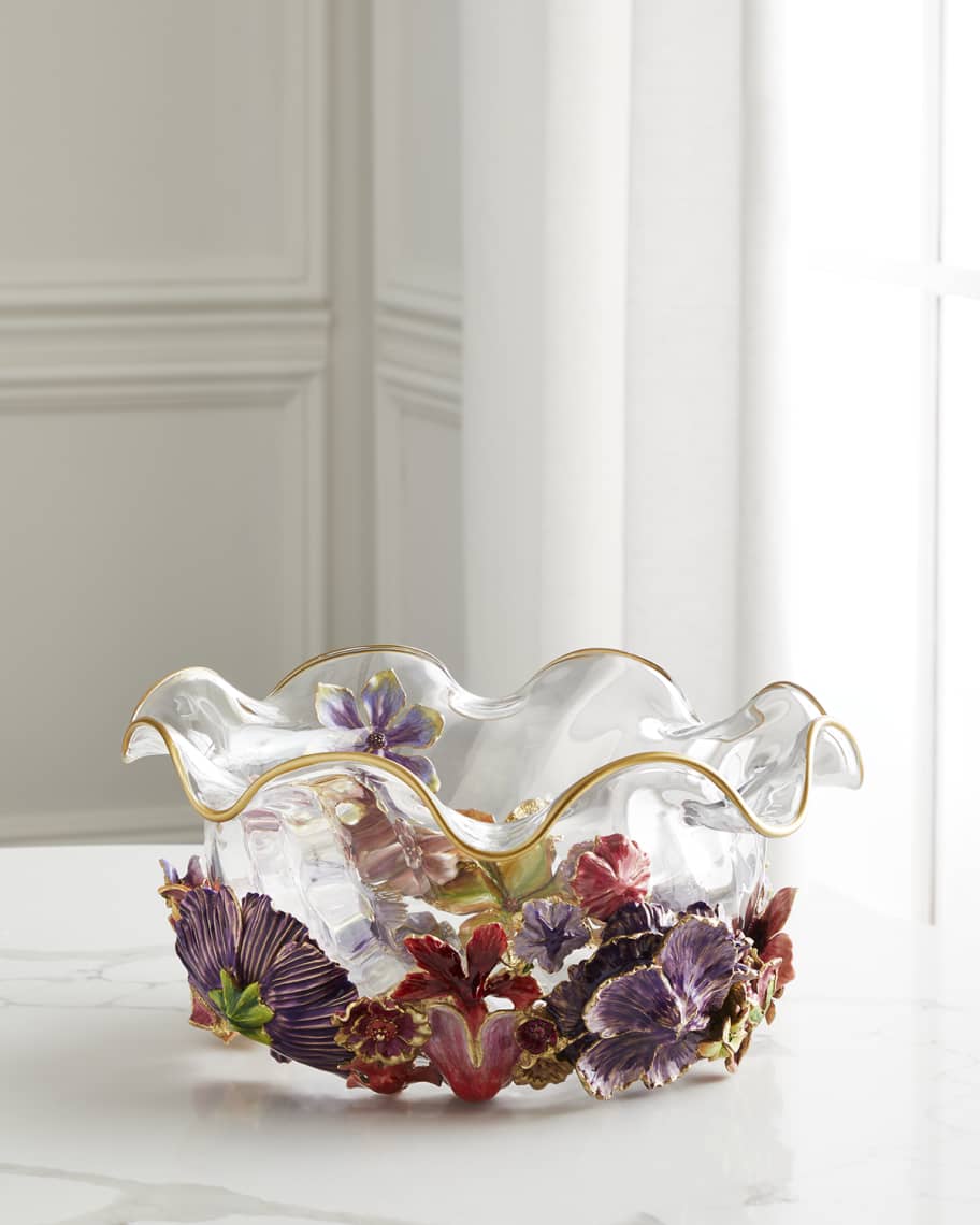 Jay Strongwater Large Bouquet Ruffle Flower Bowl Neiman Marcus