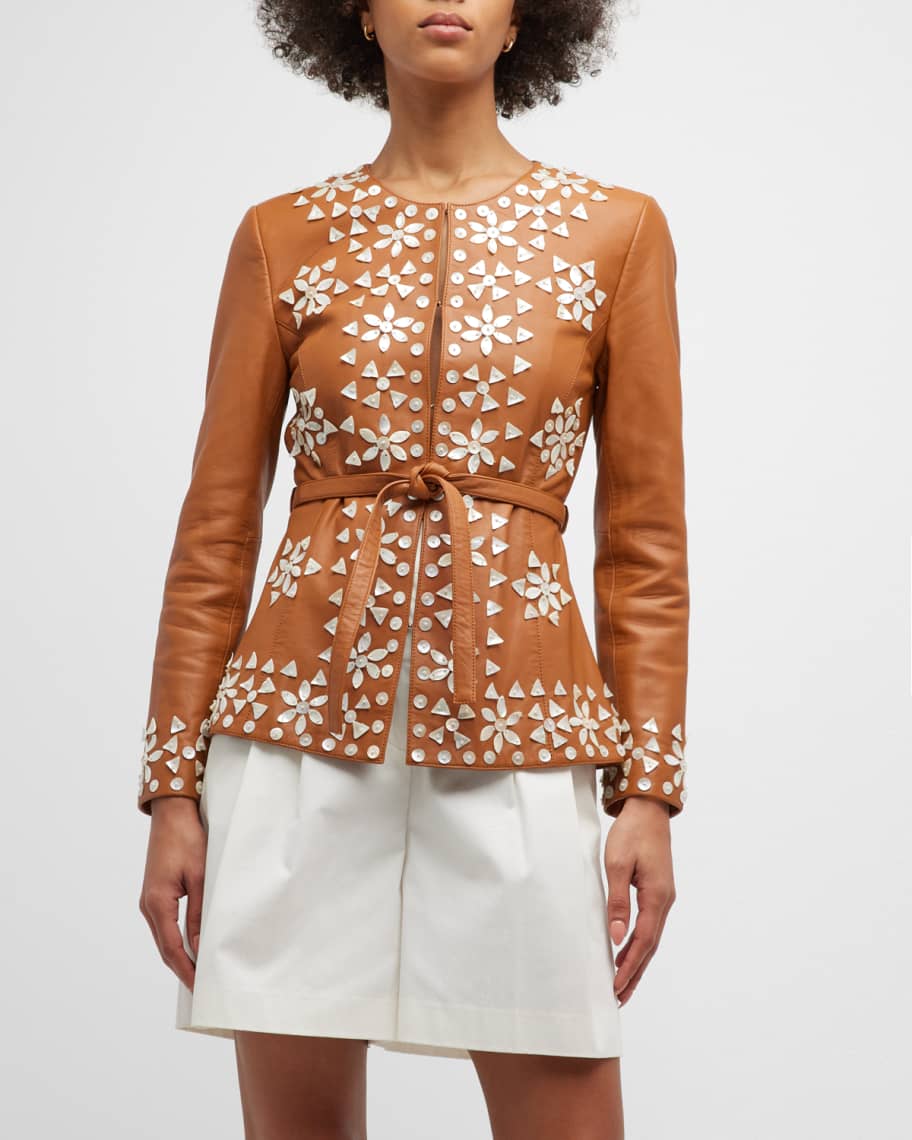 Derek Lam 10 Crosby Hanae Shell Embellished Leather Jacket