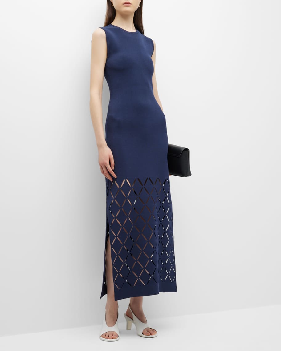 St. John Diamond Cutout Side-Slits Knit Maxi Dress | Neiman Marcus