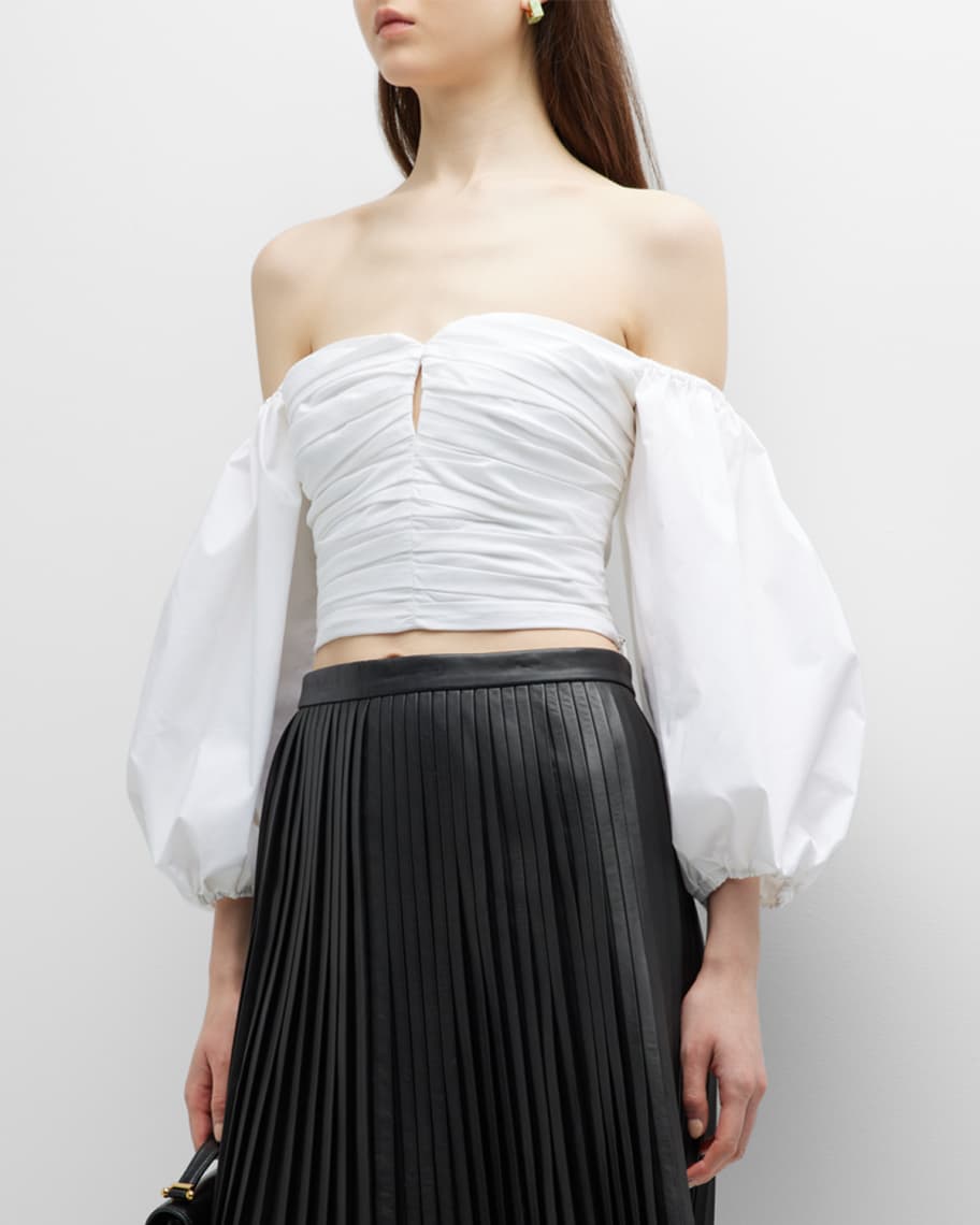 Tanya Taylor
 Ralphie Striped Poplin Cropped Shirt