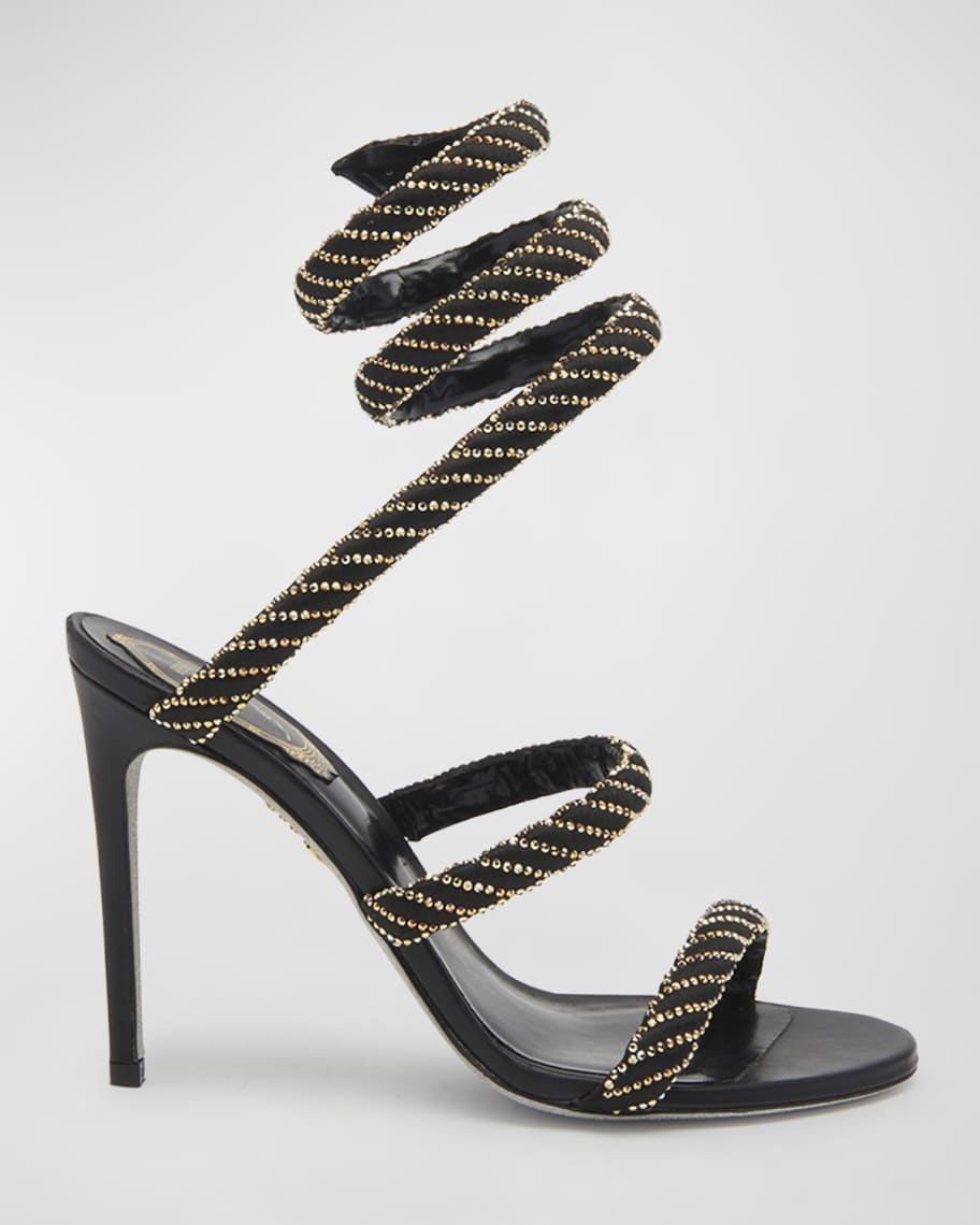 ★関税込み★ Rene Caovilla Velvet Snake Sandals René Caovilla Margot 120mm Jewelled Snake Sandals | Black