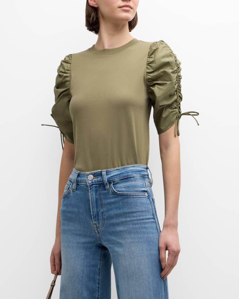 Image 3 of 6: Ruched-Sleeve Tee