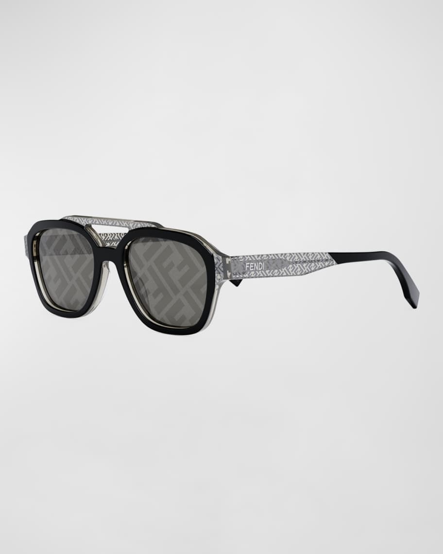 Fendi Men's Monogram Acetate Double-Bridge Sunglasses | Neiman Marcus