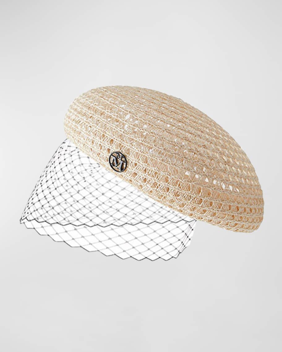 Maison Michel Emily Hemp Hat with Veil | Neiman Marcus