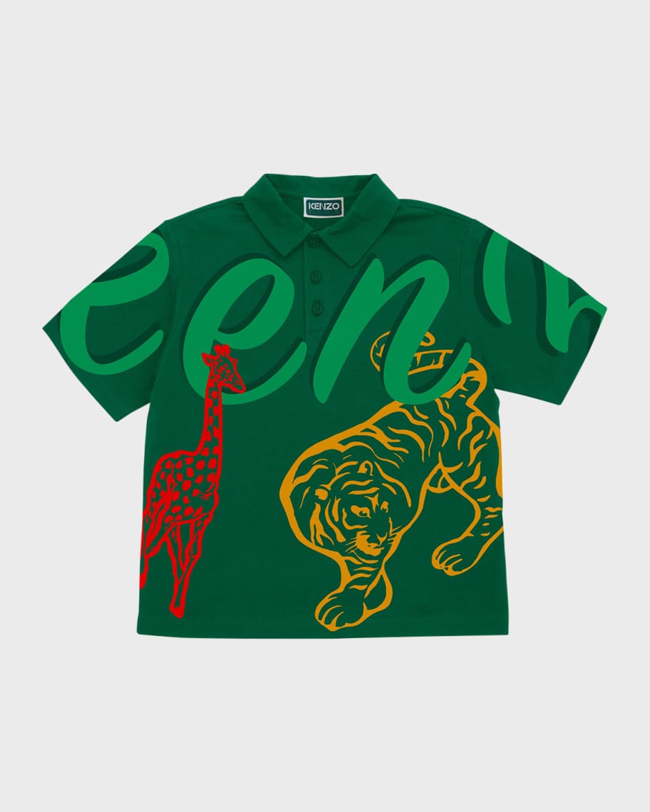 Kenzo Boy's Animal Graphics LogoPrint Pique Polo Shirt, Size 612
