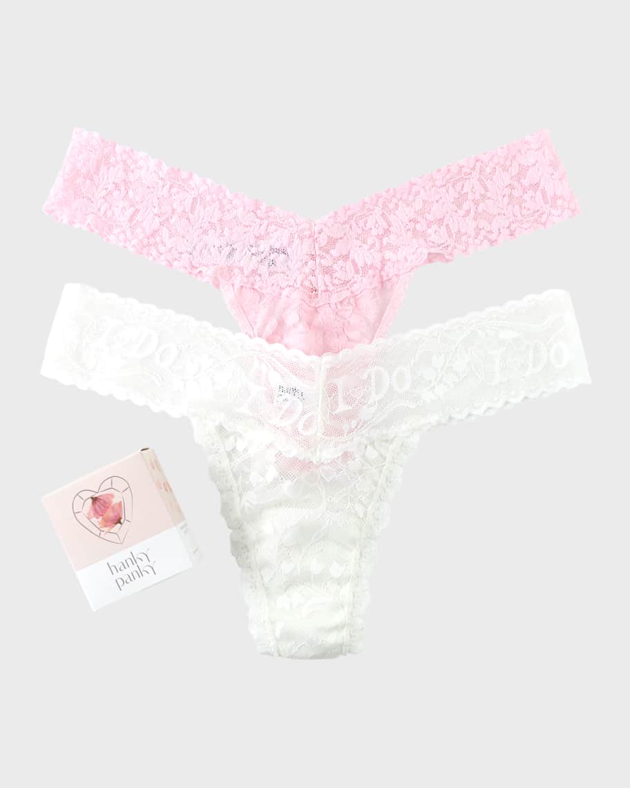 Hanky Panky I Low-Rise Shimmer Lace Thong Two-Pack Neiman Marcus