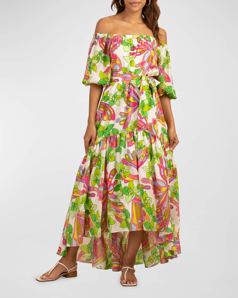 Trina Turk Eye Popping Off Shoulder High Low Maxi Dress Neiman