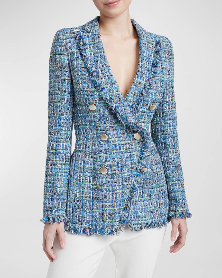 Santorelli Saba DoubleBreasted Tweed Jacket Neiman Marcus