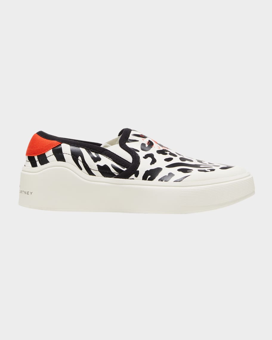 adidas by Stella McCartney Court Leopard Print Laceless Sneakers Neiman Marcus