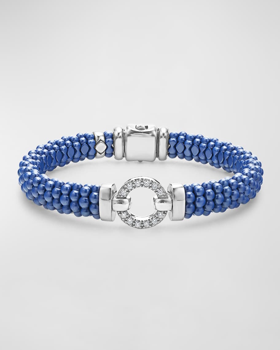 LAGOS Sterling Silver Blue Caviar Diamond Bangle | Neiman Marcus