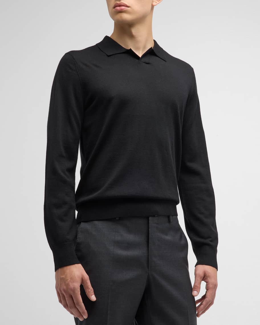 Vince Men's Wool Sweater with Johnny Collar | Neiman Marcus