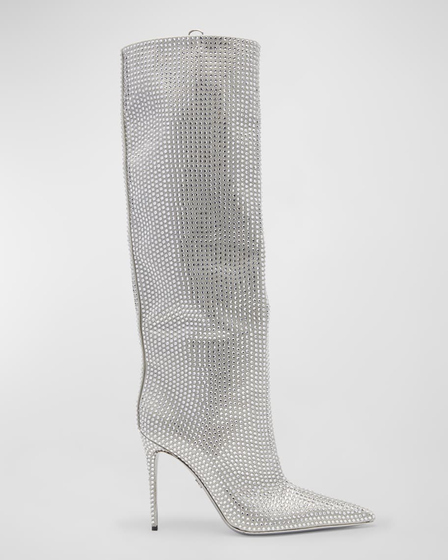 Dolce&Gabbana Crystal Stiletto Knee Boots | Neiman Marcus