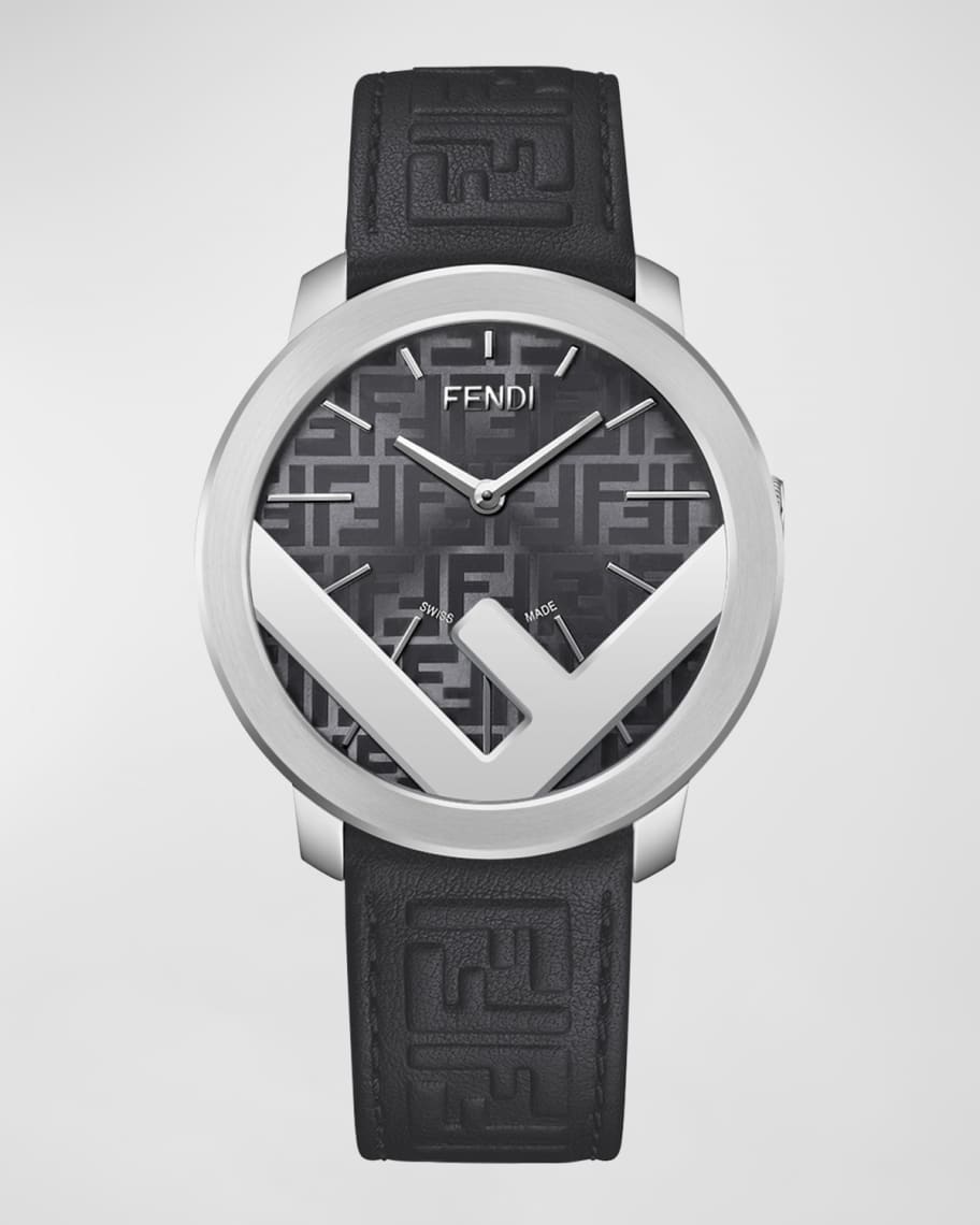 【24SS NEW】FENDI_men / F is Fendi ロゴ付き ラウンド腕時計 Fendi Men's F Is Fendi Leather Strap Watch, 41mm | Neiman Marcus