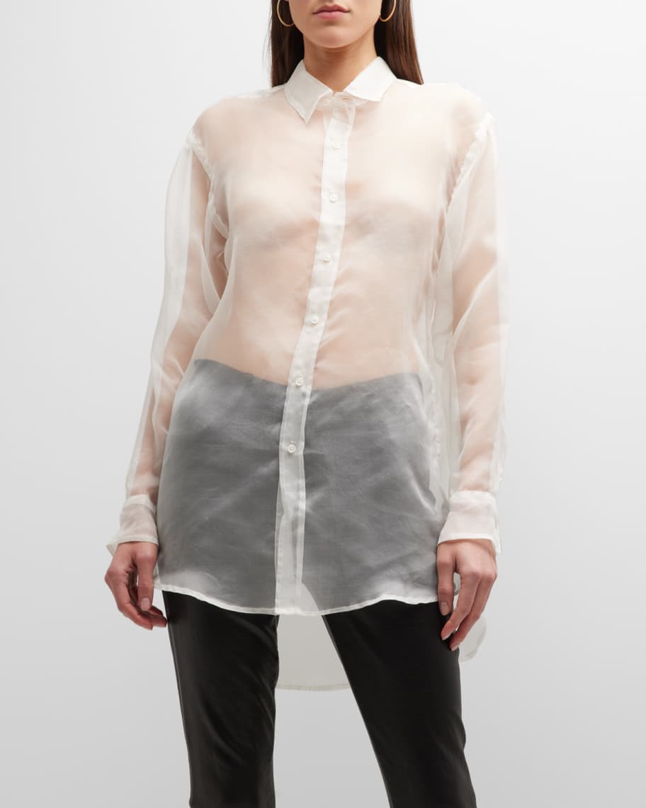 SPRWMN Oversized Silk Shirt with Pocket | Neiman Marcus