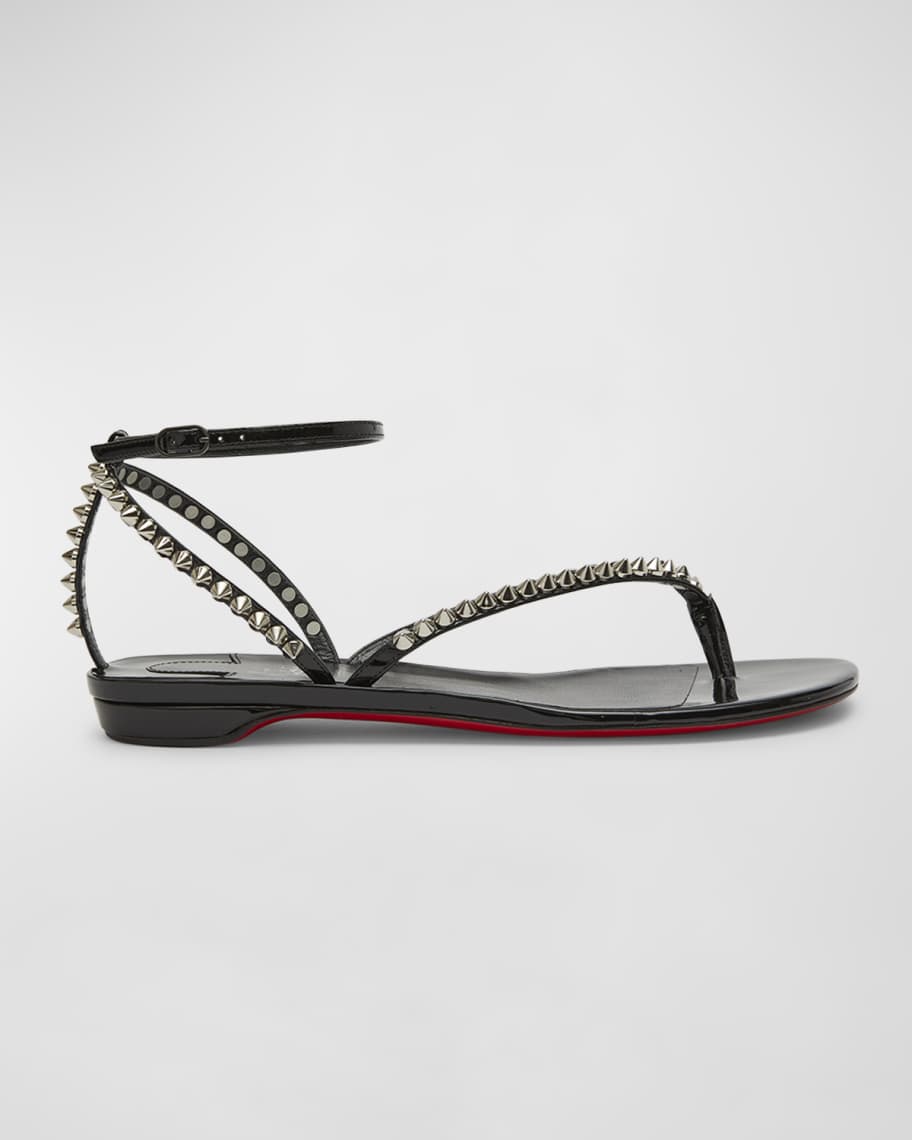 Christian Louboutin So Me Red Sole Spike Metallic Leather Sandals