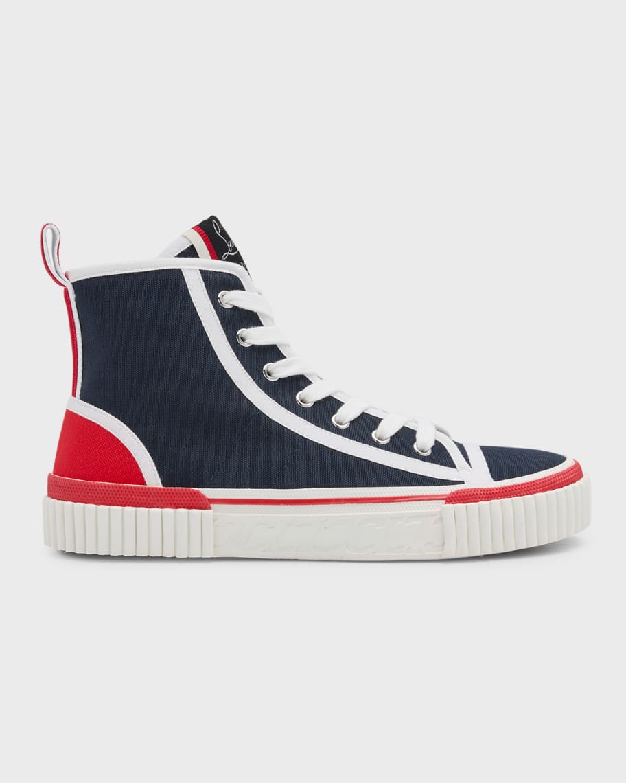 Christian Louboutin Pedro Donna Canvas High-Top Sneakers | Neiman Marcus