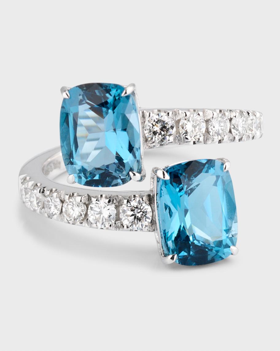 Staurino 18K Spaghetti Ring with Blue Topaz and Diamonds, Size 7.25 ...