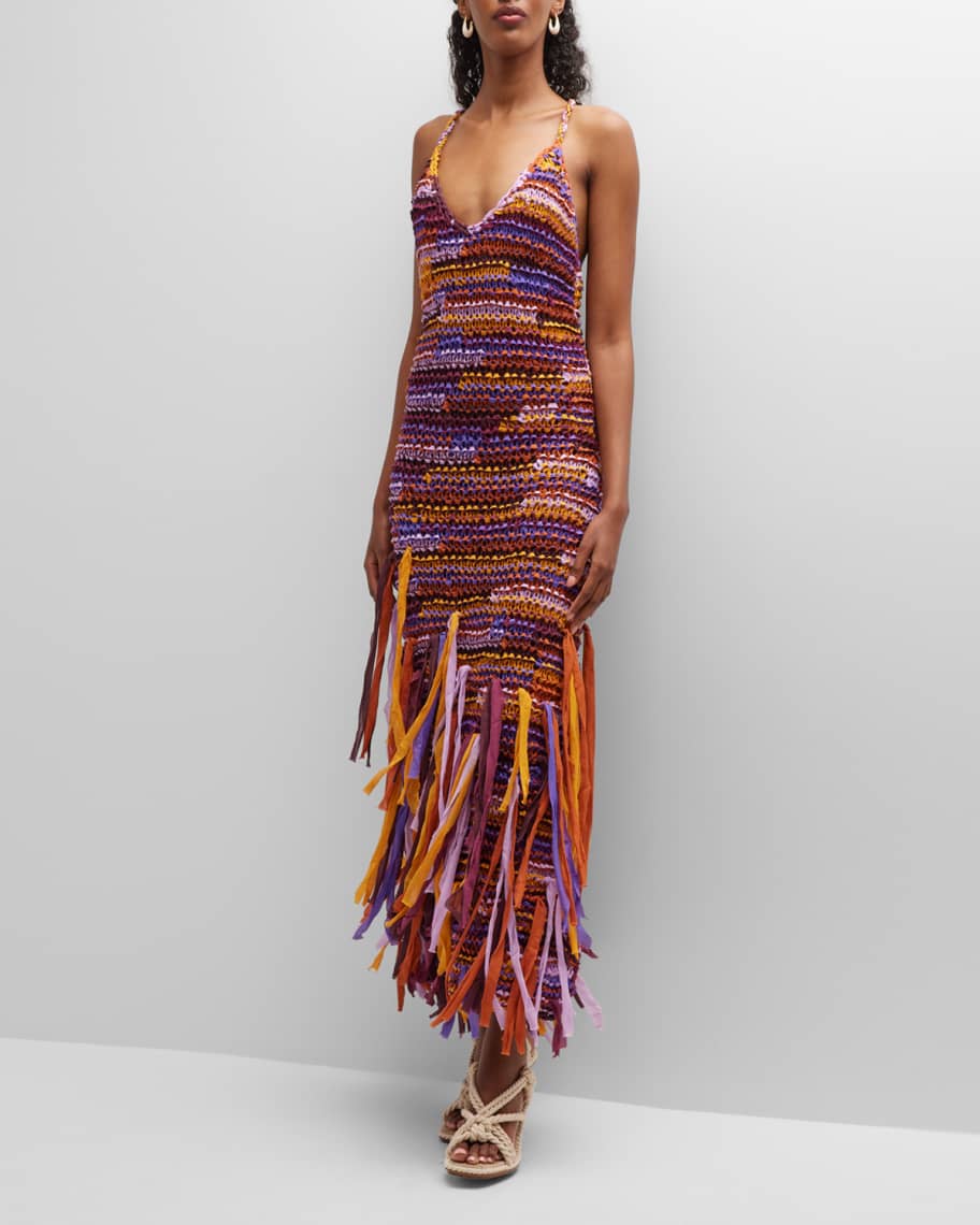 Ulla Johnson Emmalina Crochet Fringe Cotton & Silk Maxi Dress | Neiman ...