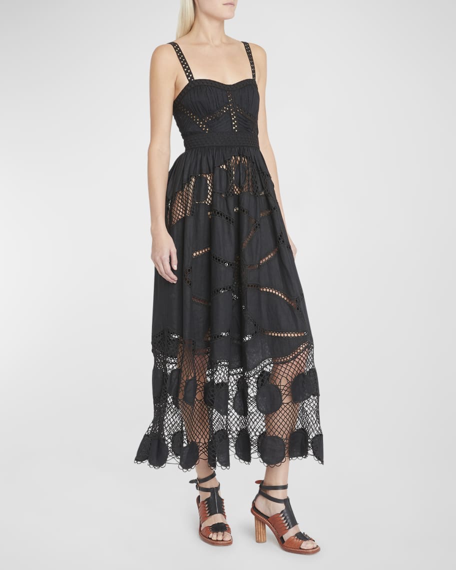 Self portrait sweetheart crochet midi dress hot sale