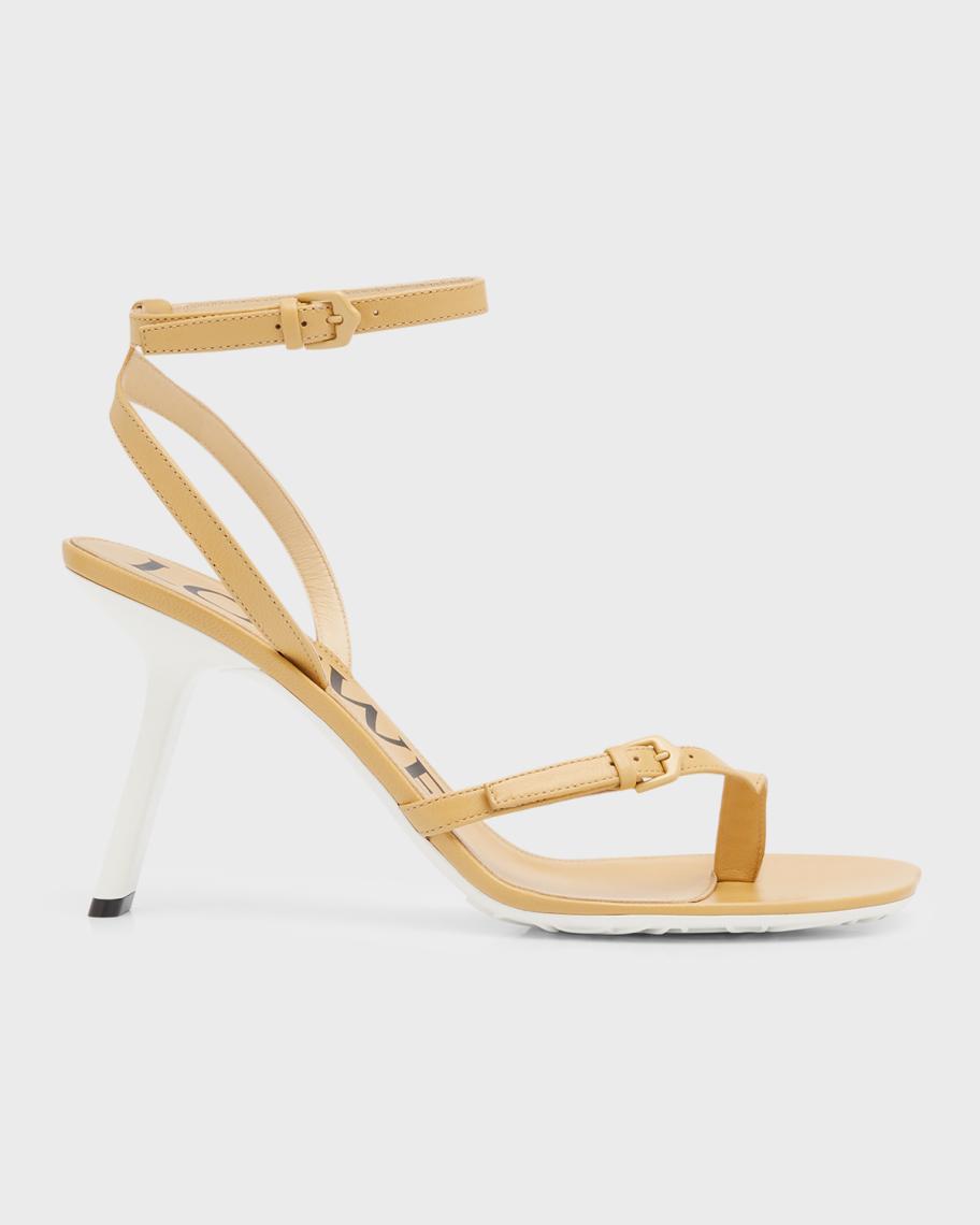 LOEWE Petal Buckle Toe-Loop Leather Sandals | Neiman Marcus