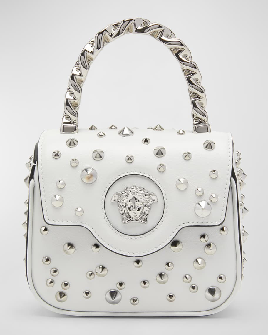 La Medusa Small Leather Shoulder Bag in Silver - Versace