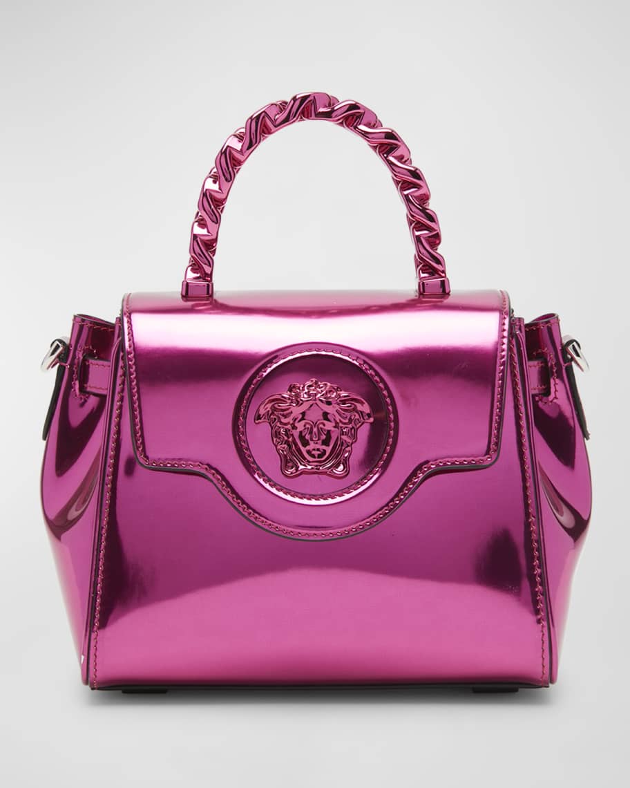 Versace La Medusa Metallic Leather Top-Handle Bag | Neiman Marcus
