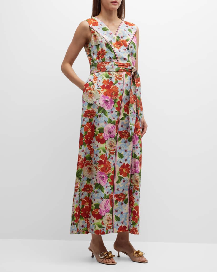 Frances Valentine Colony Sleeveless Floral-Print Maxi Dress | Neiman Marcus