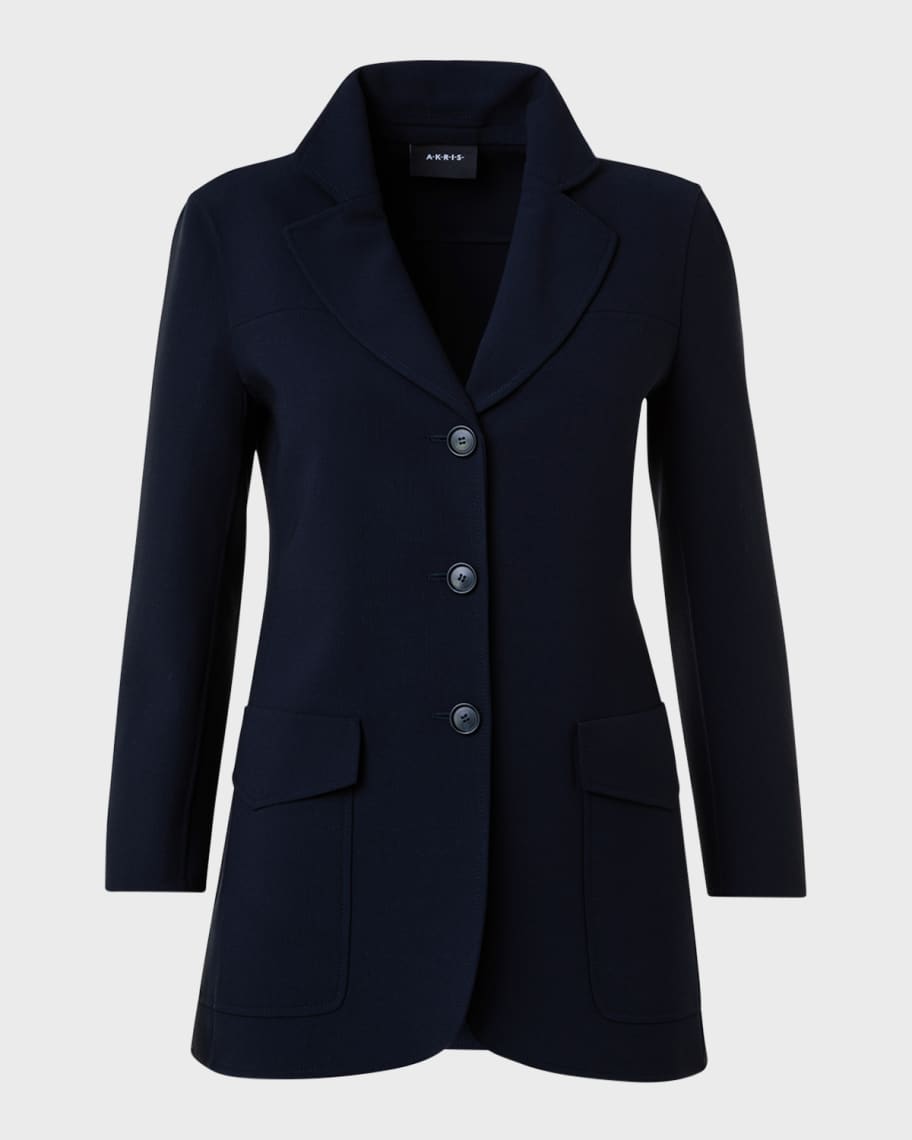 Akris Double-Face Wool Blazer Jacket with Oversize Patch Pockets