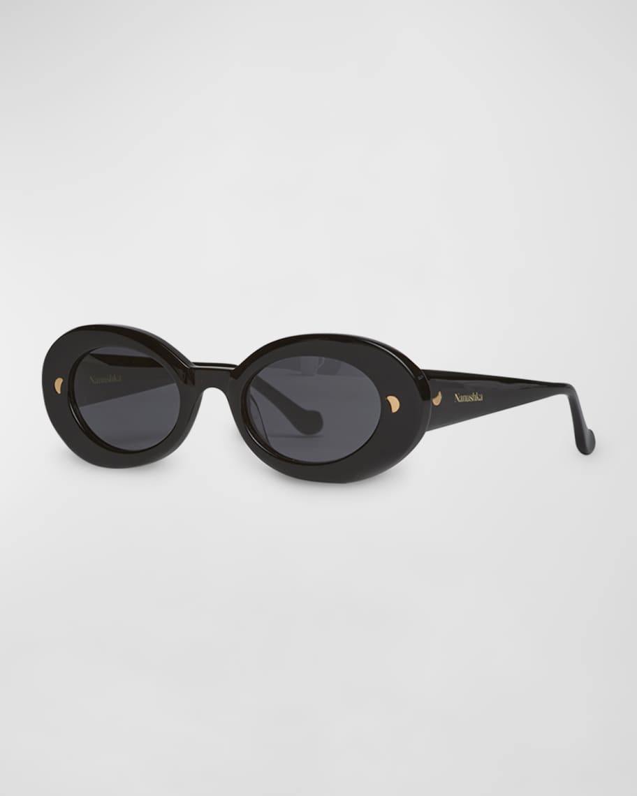 Nanushka Giva Oval Acetate Sunglasses | Neiman Marcus