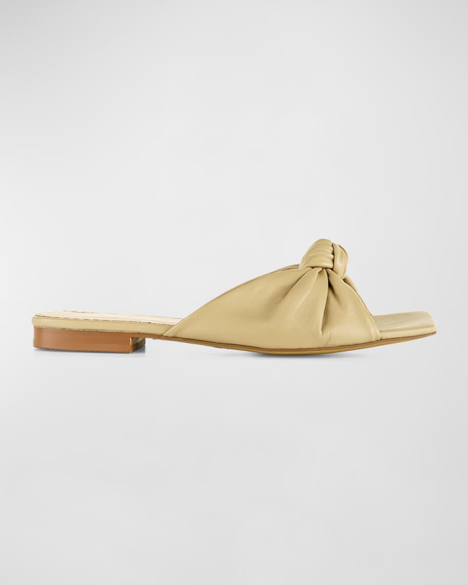 Allegra James Alana Knotted Leather Flat Slide Sandals Neiman Marcus