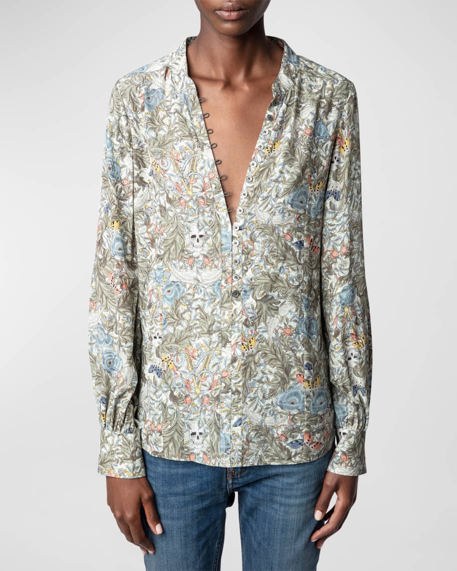 【メール便送料無料対応可】 Button-Front Twina Floral Voltaire & Zadig Blouse Neiman | トップス