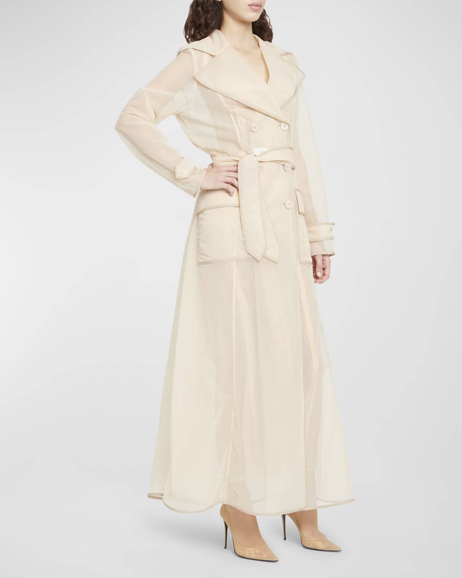 Dolce&Gabbana Belted Sheer Long Trench Coat | Neiman Marcus