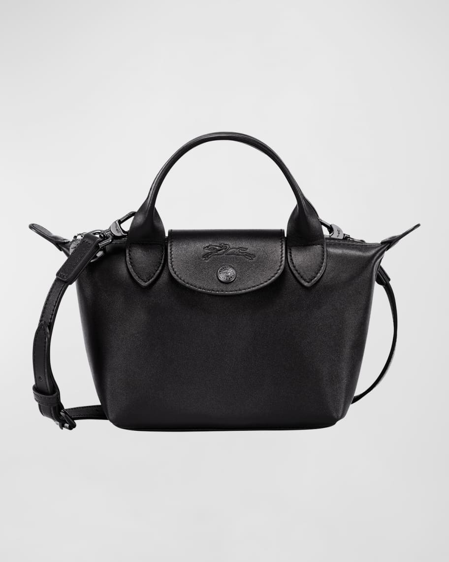 Longchamp Le Pliage Cuir Xs Leather Top-Handle Bag Black