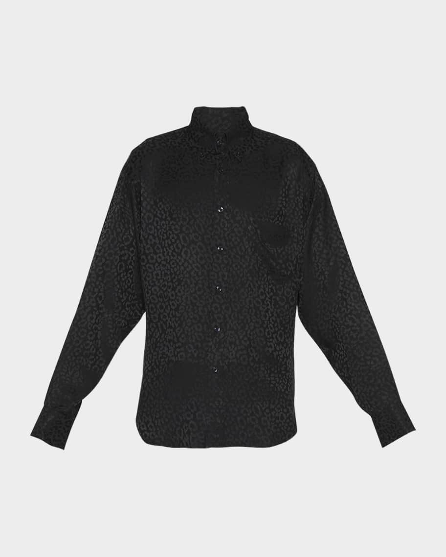 【関税込み】tom ford 70's Animalier' shirt TOM FORD Men's Tonal Leopard Sport Shirt | Neiman Marcus