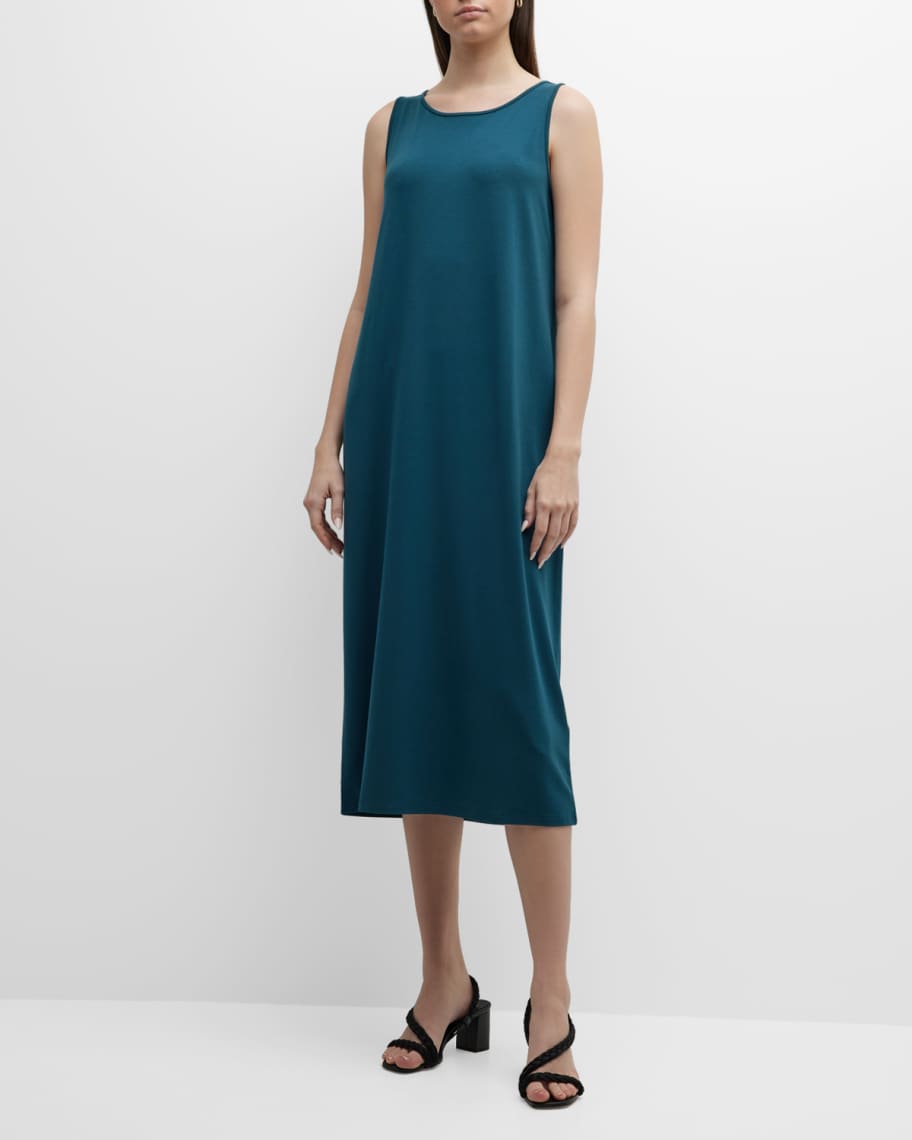 EILEEN FISHER Womens Pink Sleeveless Scoop Neck Below The Knee Shift Dress