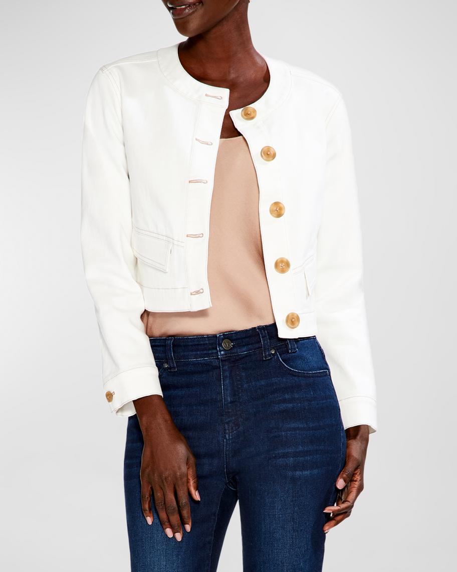 NIC+ZOE Petite Top It Off Cropped Denim Jacket | Neiman Marcus