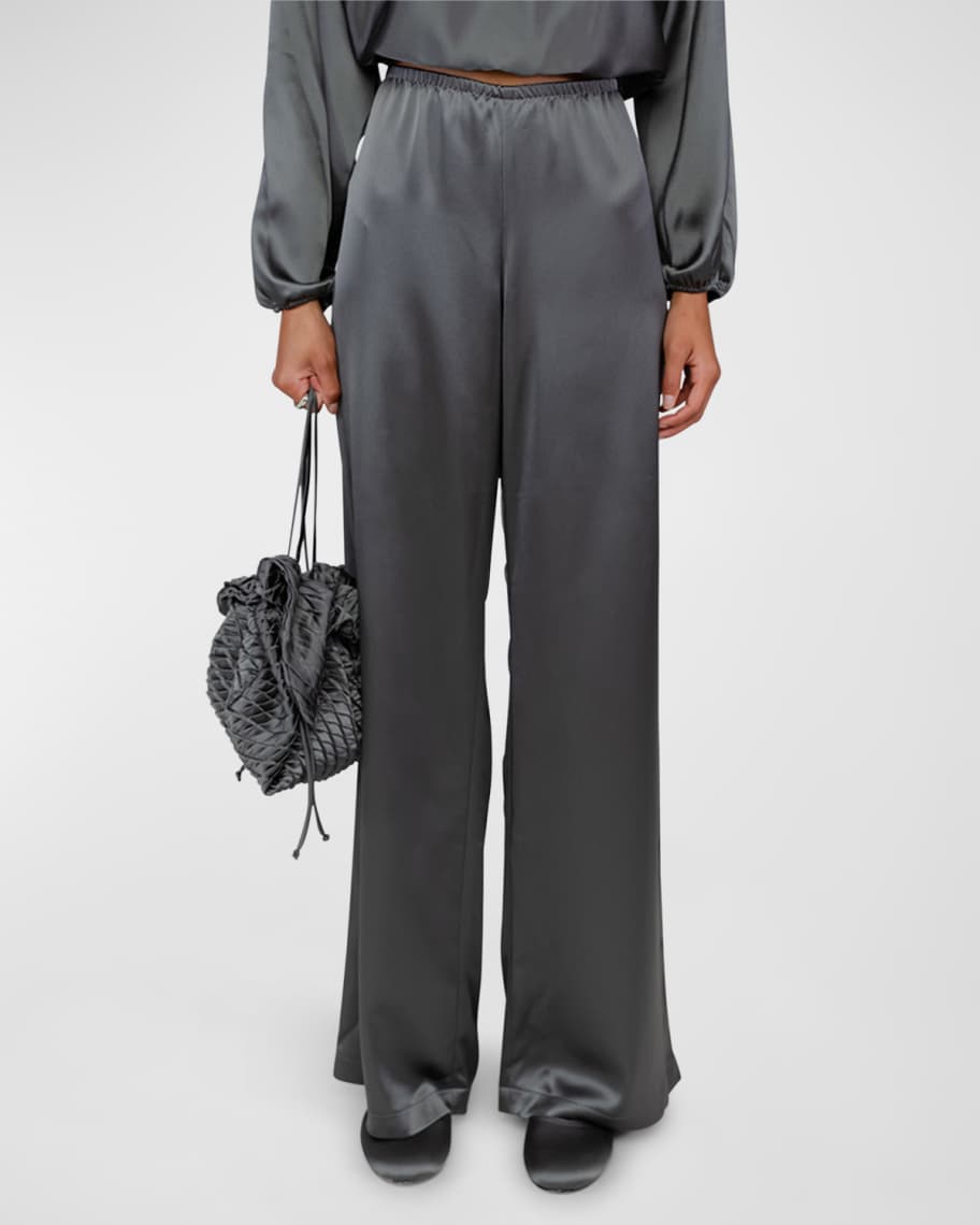 LESET Barb satin wide-leg pants