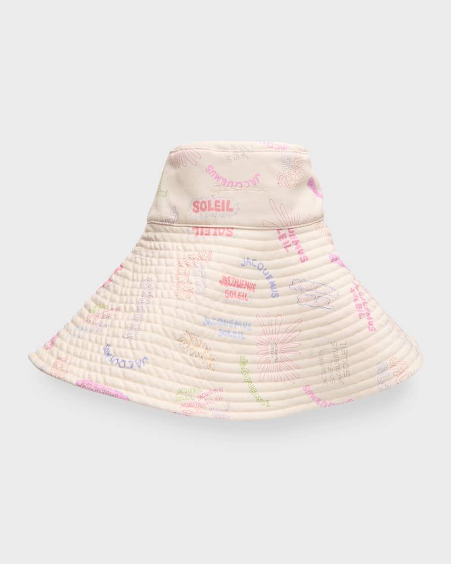 Jacquemus Le Chapeau Lagrima Logo Wide-Brim Bucket Hat | Neiman Marcus