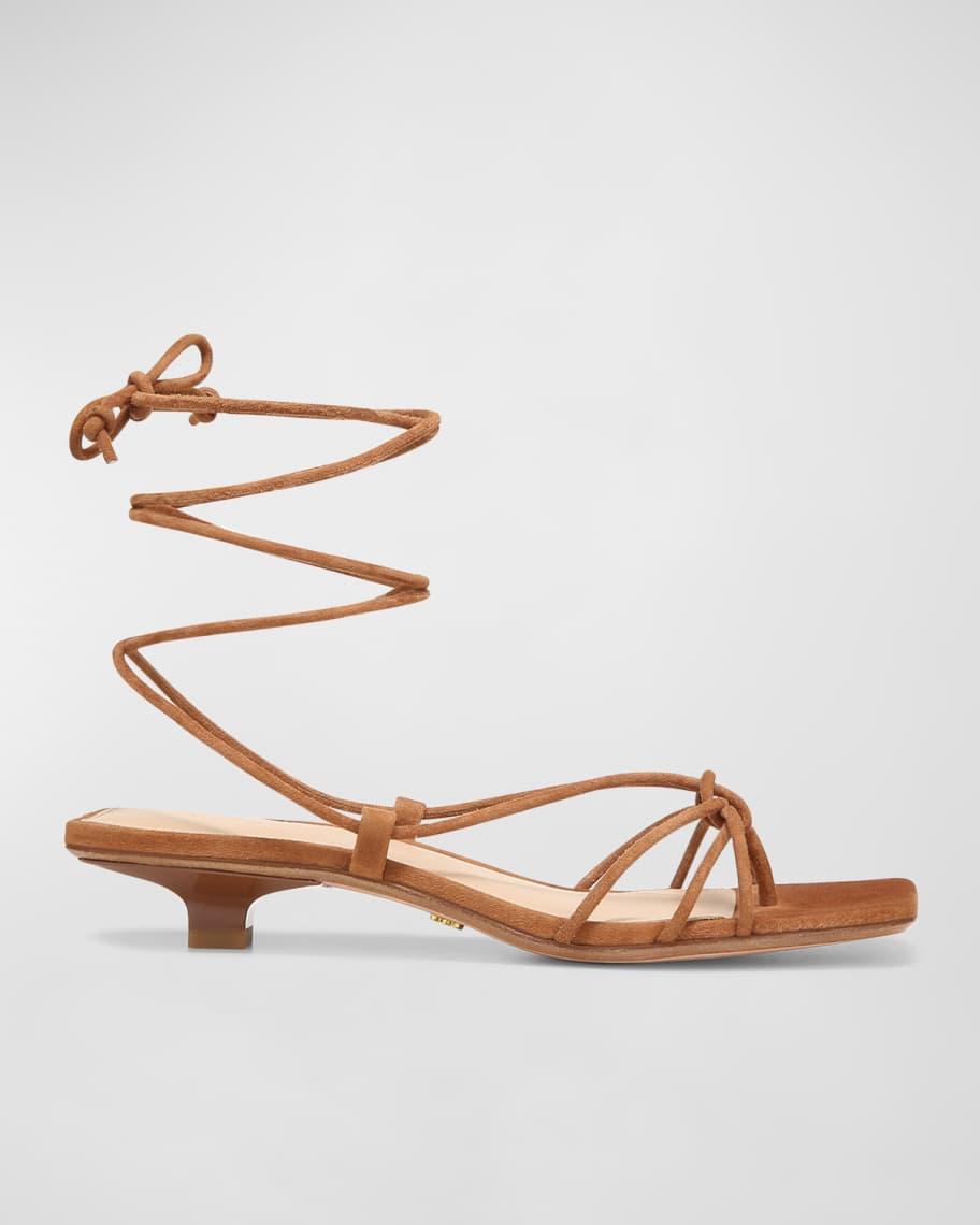 Veronica Beard Foley Suede Ankle-Wrap Thong Sandals | Neiman Marcus