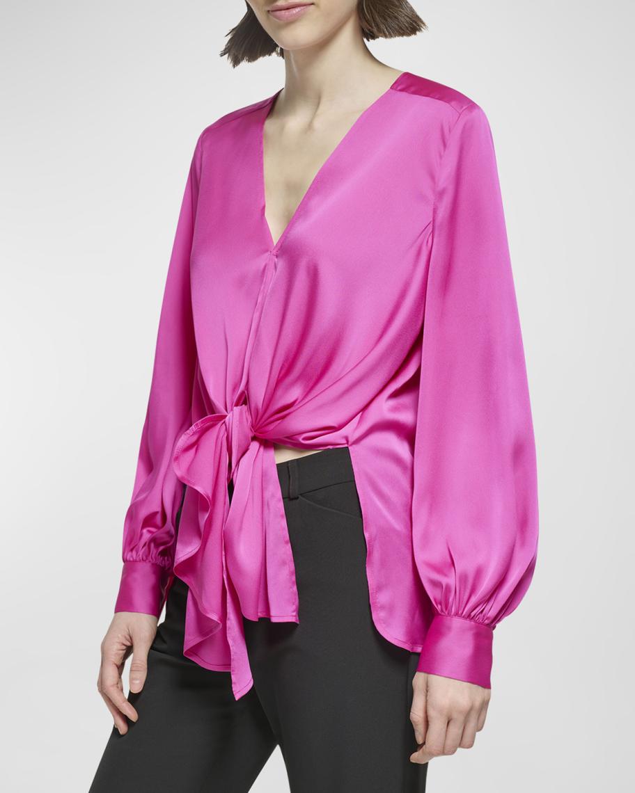 donna karan new york tie front blouse