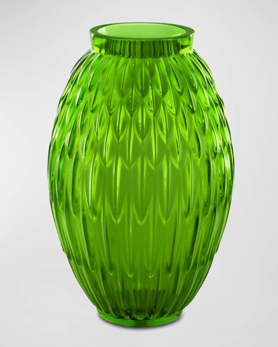 Lalique Green Meadow Plumes Vase | Neiman Marcus