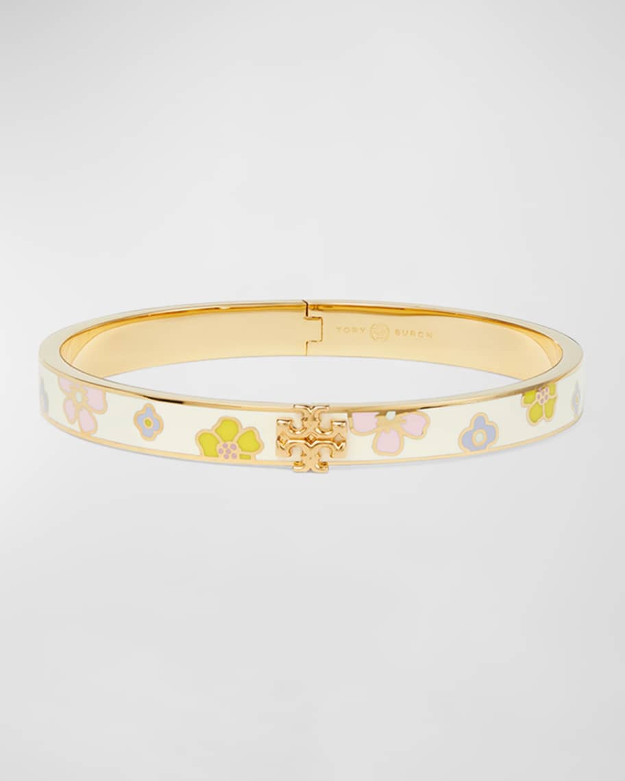 Tory Burch Kira Flora-Print Enamel Bracelet | Neiman Marcus